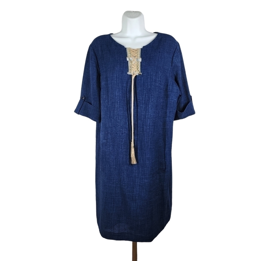 TAHARI ARTHUR S. LEVINE SHORT SLEEVE SHIFT DRESS